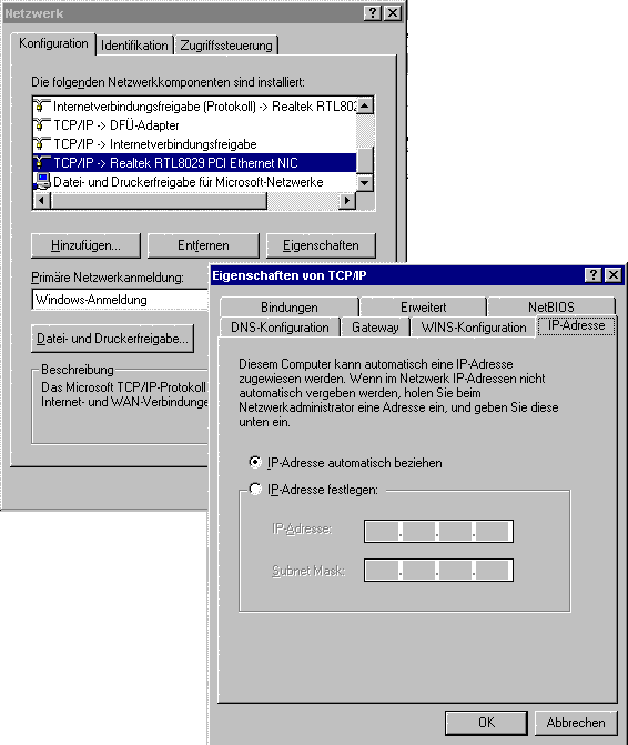 TCP-IP automatisch beziehen