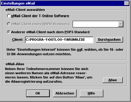 T-online Einstellungen für MS Outlook Express