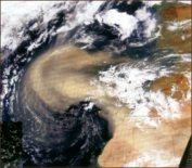 Staubsturm aus der Sahara Richtung Karibik. Quelle: DER SPIEGEL